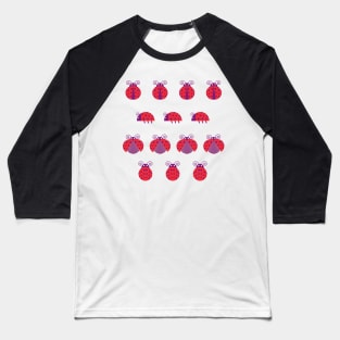 Red ladybugs over light yellow background Baseball T-Shirt